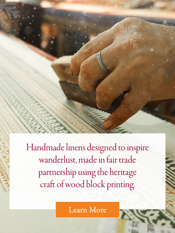 Handmade linens designed to inspire wanderlust.