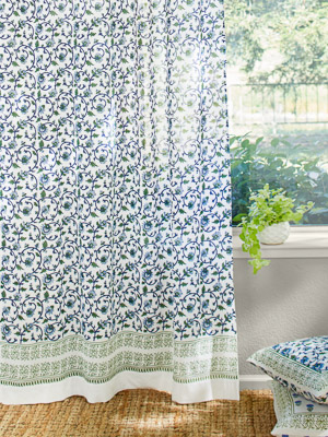Moonlit Taj ~ Exotic Floral India Sheer White  Curtain Panel